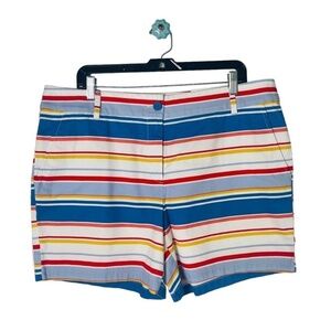 LOFT outlet striped chino shorts mid rise 6" casual summer bright‎ 14 NWOT